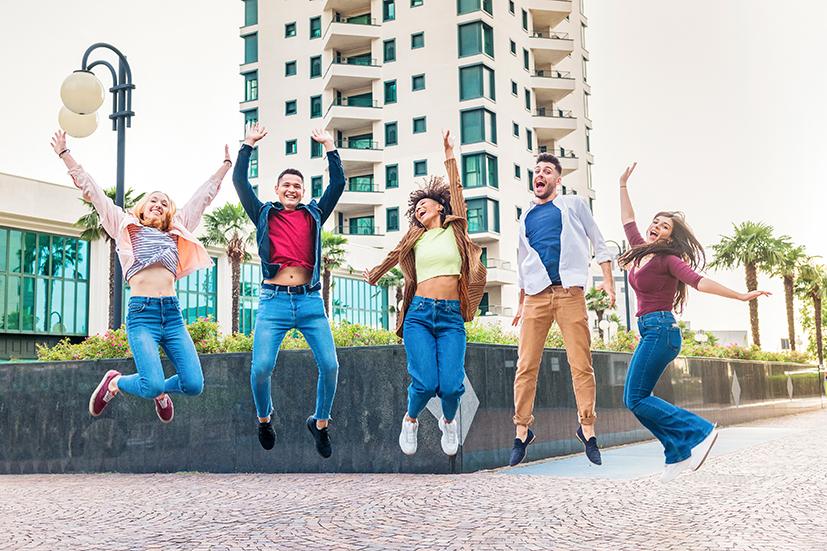 Friends having fun and jumping 1021440